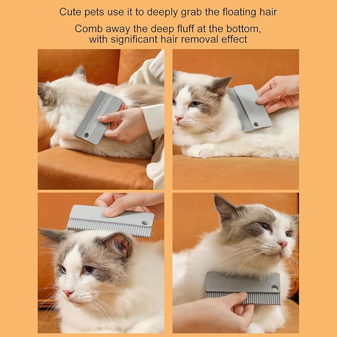 Cat Grooming Brush Silicone Dog Hair Remover Tool Double-Sided Pet Comb for Cat Dog Rabbit (Gray, One Size)