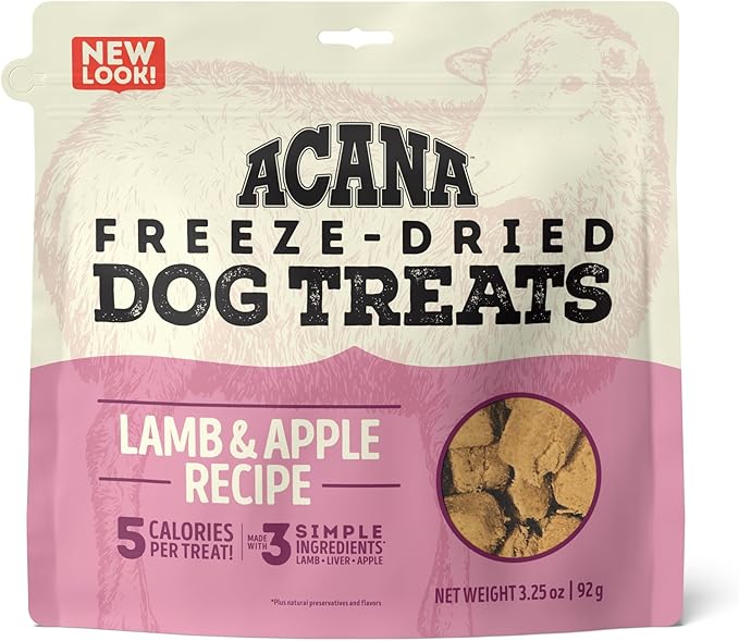 ACANA Singles Grain Free Dog Treats Limited Ingredients & Freeze-Dried Lamb & Apple Recipe 3.25oz Bag