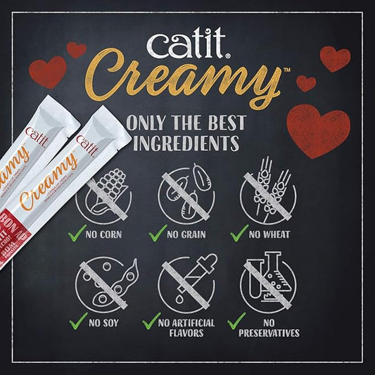 Catit Creamy Lickable Cat Treat – Hydrating and Healthy Treat for Cats of All Ages - Chicken & Shrimp, 5-Pack