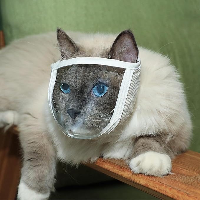 Muzzle for Biting Cats - Pet Grooming Supplies - Anti-Bite Head Protector for Small Cats, Suitable for Small and Medium Breeds Puppies and Anti-Biting and Cutting