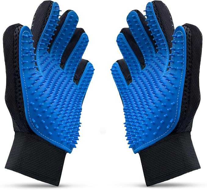 Pet Grooming Glove for Dogs & Cats, Enhanced Deshedding Brush Glove with 260 Silicone Tips, Gentle Hair Remover for Long Short Curly Fur, Left Hand