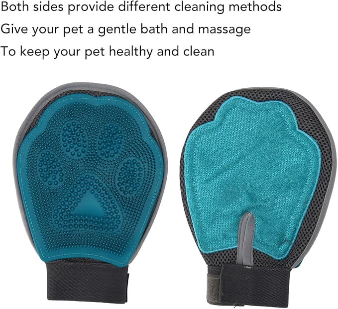 Pet Hair Remover Glove, Pet Grooming Gloves, Reusable Double Sided Cat Brushes Gloves, Efficient Silicone Dog Bathing Gloves, Deshedding Massage kit for Cats Dogs