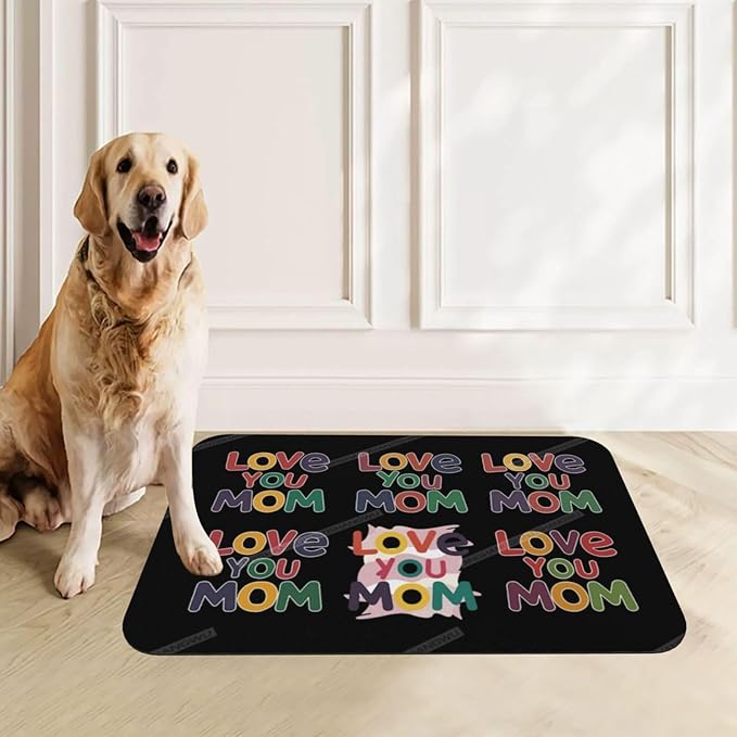 Pet Feeding Mat Absorbent Dog Mat for Food Water Bowl No Stains Quick Dry Water Dispenser Mats Happy Mother's Day Floral Gift for Mom Ir Dog Accessories Pet Supplies Bowl Messy Drinkers 18X12In