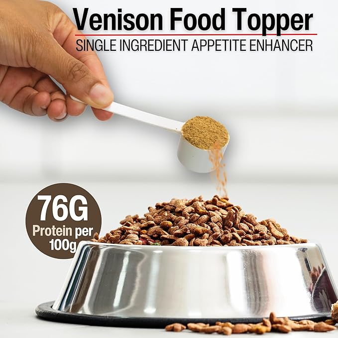 Ventus Dog Food Topper - Single Ingredient High Protein Meal Topper for Dogs, Venison Seasoning, 6 oz