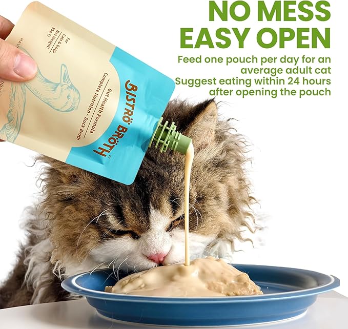 OPET Cat Broth - Premium Wet Food Topper for Dogs & Cats, Super Hydrating, Limited Ingredient Recipe, Gentle on Sensitive Stomachs, Lickable Cat Broth Pouches, 3 oz (Pack of 4, Duck)