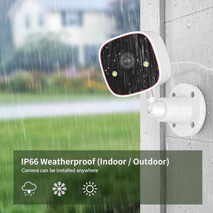 Jennov 2K Security Cameras, WiFi Indoor Cameras for Home Security, Plug in Powered Pet Cams, Dual-Band (5GHz/2.4GHz), Color Night Vision, 2-Way Audio, Human Motion Detection, IP66 Waterproof Outdoor