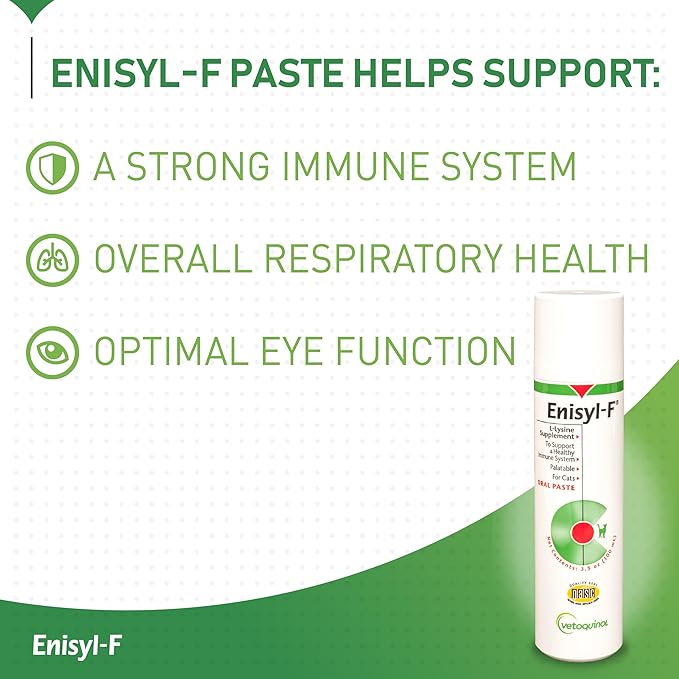 Vetoquinol Enisyl-F Oral Paste: L-Lysine Supplement for Cats - Tuna Flavor, 3.5oz (100mL) Pump