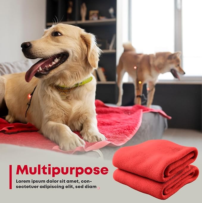 Extra Large Dog Towel Soft Absorbent Bath Pet Towels for Drying Dogs, Elastic Terry Microfiber Soft Towel, Machine Washable, Quick Dry, Multipurpose (L, XL, 2XL) (Red, L)