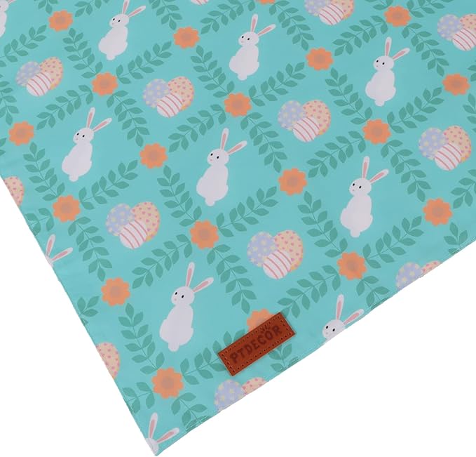 PTDECOR Easter Dog Bandana, Rabbit Egg Dog Scarf, Premium Durable Fabric, Blue Easter Bandanas for Small Dogs Pets (Small)