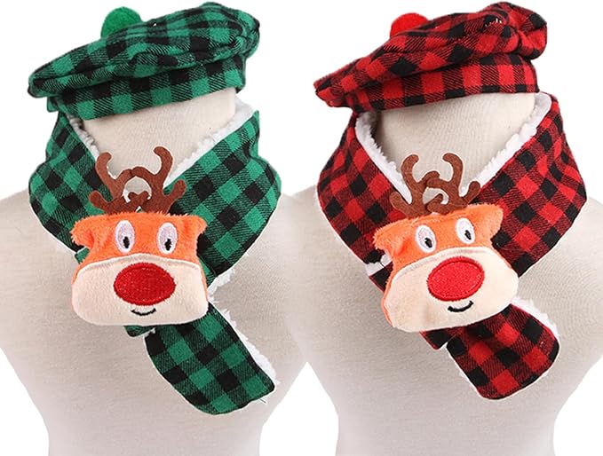 Christmas Pet Costume Dog Cats Reindeer Hat Headwear Birthday Supply Dog Paids Scarf Small Funny