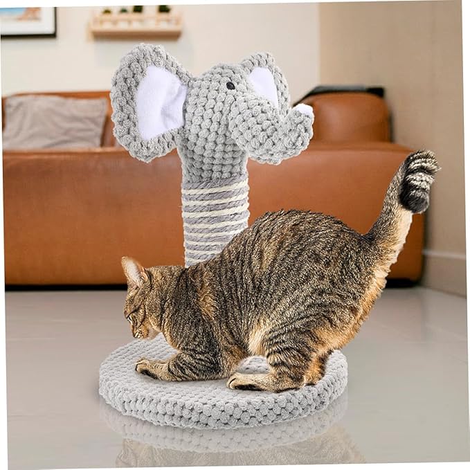 Homoyoyo 2pcs Small Elephant Zebra Pattern Cat Scratching Post Climber with Sisal Rope Floor Scratching Pole for Kitten Indoor Play and Rest