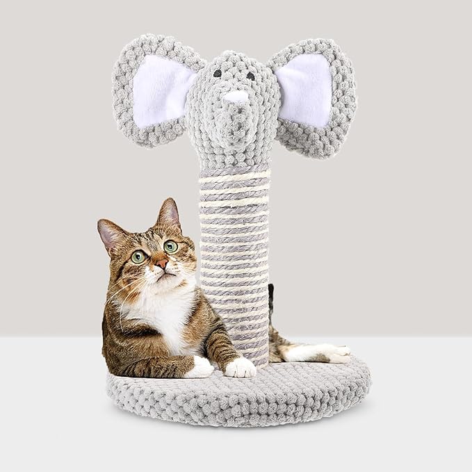 Cat Scratching Post Indoor Cats - 10.6" Tall Elephant Shape Scratching Post - Cat Claw Scratcher for Indoor Cats Sisal Rope Scratch Pad for Cat Training Climbing