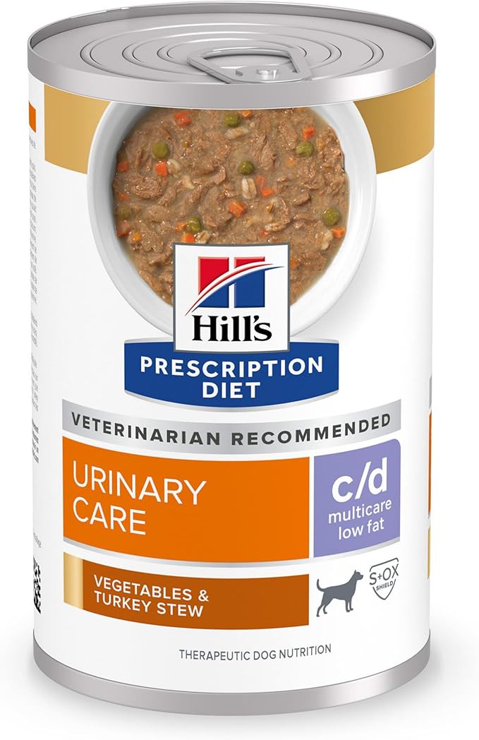 Hill's Prescription Diet c/d Multicare Low Fat Wet Dog Food, Vegetables & Turkey Stew, 12.5 oz. Cans, 12-Pack