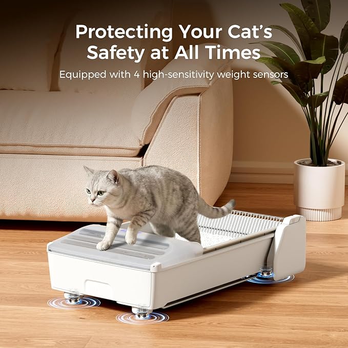 Self Cleaning Litter Box, 2026 Upgraded Open-Top Automatic Cat Litter Box for Multiple Cats, Weight Sensors Safety Protection/App Control/Odor Control/Easy Clean