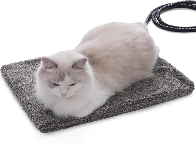 MARUNDA Pet Heating Pad,Cat Heating Pad Indoor Waterproof,Auto Constant Temperature, Chew Resistant Steel Cord (Light Grey, S-12" x 16")