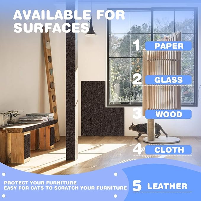 Cat Scratching Mat 78.7"x15.8" Self-Adhesive Cat Furniture Protector, Climbing Cat Scratch Pad for Cat Tree, Sofa, Wall, and Furniture DIY Protection(Brown)