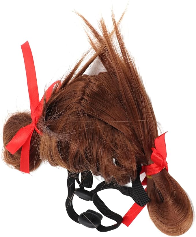 Dog Wig Funny Cosplay Toy for Pet Halloween Party Festival, Adjustable Band for Head Girth 30-60cm, Nylon Fiber Material for Comfort, Pet Supplies
