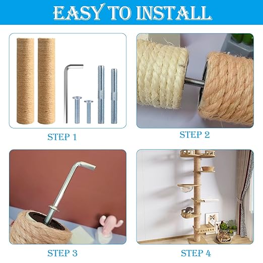 Cat Scratching Post Replacement Screws, M10 and M8 Screws for Cat Scratching Post with Allen Wrench 4PCS Threaded Bolt and 4PCS Screw (17 pcs)