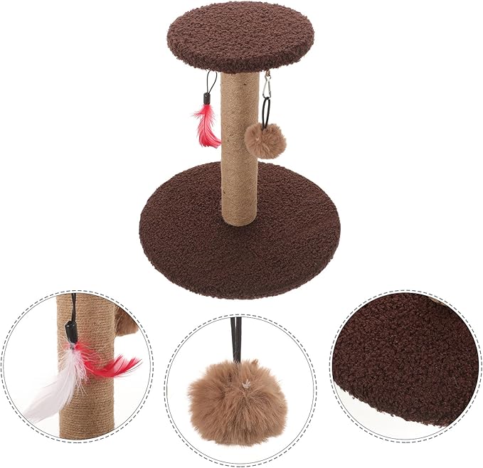Cabilock Cat Scratching Post and Kitten Scratcher Pole with Natural Sisal Rope, Multifunctional Household Scratching Furniture for Indoor Cats, Sturdy Brown Round Claw Scratcher for Daily