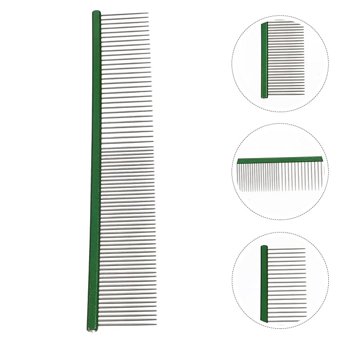 Wear-resistant Multi-function Pet Dematting Comb Lightweight Aluminum Dog and Cat Grooming Tool for Shedding Control with Detangling Teeth, Portable Green Comb for Daily Use