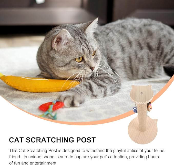 Yardwe Cat Scratching Post Sisal Hemp Sturdy Indoor Cat Scratch Pole Reusable Kitten Scratcher Random Color