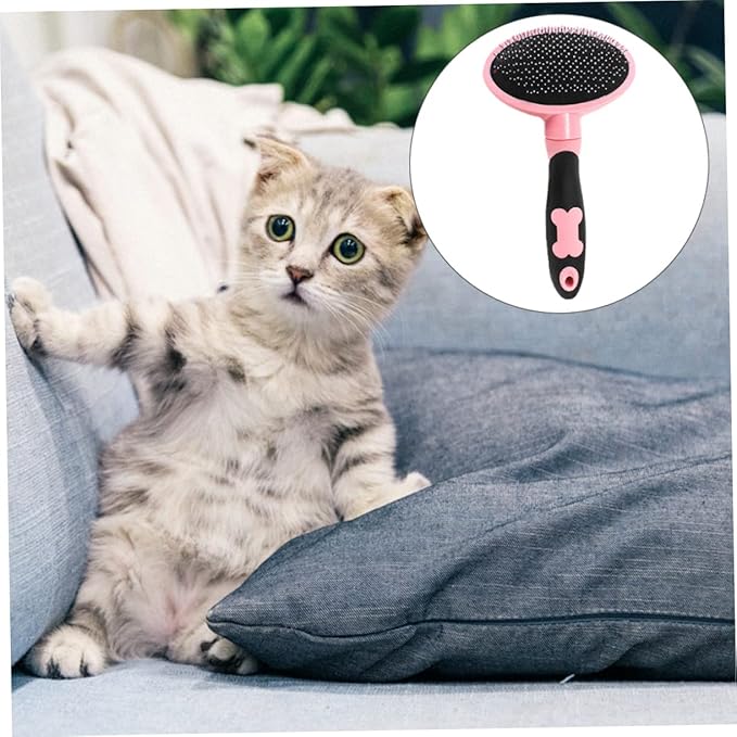 Milisten 1pc Pet Massage Comb for Cats and Dogs Ergonomic Grooming Tool Gentle Bristles for Removing Loose Hair and Dander for