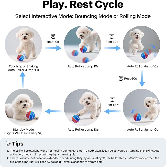 Pet Prime Interactive Dog Ball,Automatic Self Moving Dog Toys to Keep Them Busy,Rechargeable Motion Activated Rolling Ball with Lights for Small Medium and Large Dogs,2 Modes for Fun