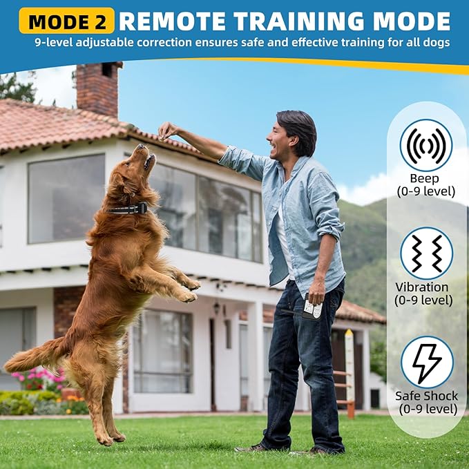 Wireless Dog Fence System for 2 Dogs, Electric Dog Fence with LCD Screen, Adjustable Warning Strength, Range 50-999ft, Rechargeable Wireless Pet Fence for Outdoor Use