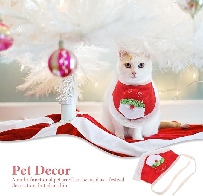 IMIKEYA Christmas Pet Scarf for Dogs and Cats, Knitted Red Bandana Collar, Small Size, Washable Holiday Dog Neckerchief for Puppy Party Costume and Pet Supplies