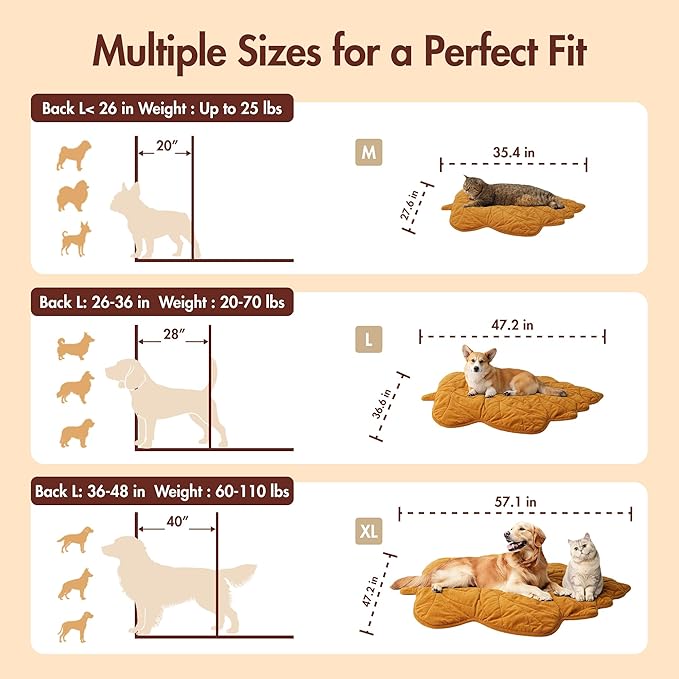 Extra Large Dog Heating Pad Waterproof Electric Heated Cat Beds for Indoor Outdoor, Adjustable Temperature, Washable Yellow Leaf Shaped Cat Heating Pad Non Slip Bottom(47"X36")