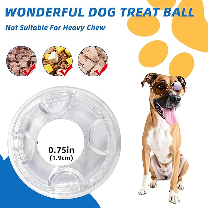 Interactive Puzzle Dog Treat Ball, Treat Dispensing Enrichment Dog Toys Ball, M, 3.46 in (8.8 cm)