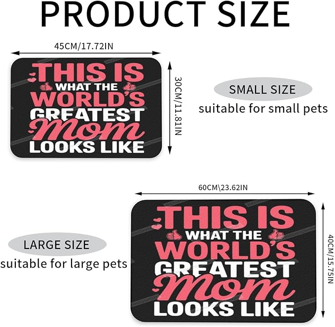 Dog Food Mat Happy Mother's Day Floral Gift for Mom Ln Absorbent Water Bowl Mats Cat Pet Feeding Placemats 24x16In