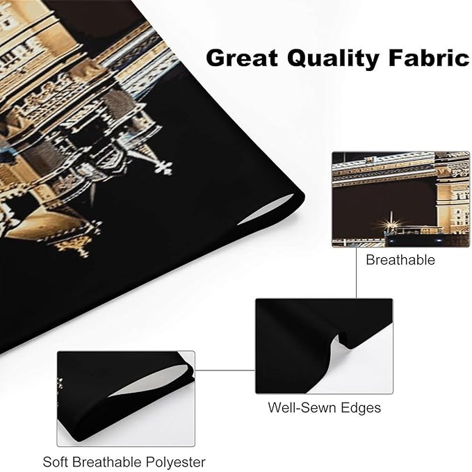 Dog Bandana Spring Pet Scarf Adjustable Triangle Night London Tower Bridge Printing Dog Bib Washable Polyester Puppy Bandana for Small Medium Large Dogs Cat Birthday Party Supplies