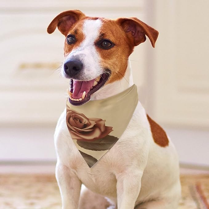 Dog Bandana Spring Pet Scarf Adjustable Triangle Vintage Rose Printing Dog Bib Washable Polyester Puppy Bandana for Small Medium Large Dogs Cat Birthday Party Supplies