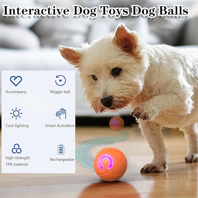IRIDESCENT Interactive Dog Toys Dog Balls Activated Automatic Rolling Ball for Puppy Small Medium Dogs