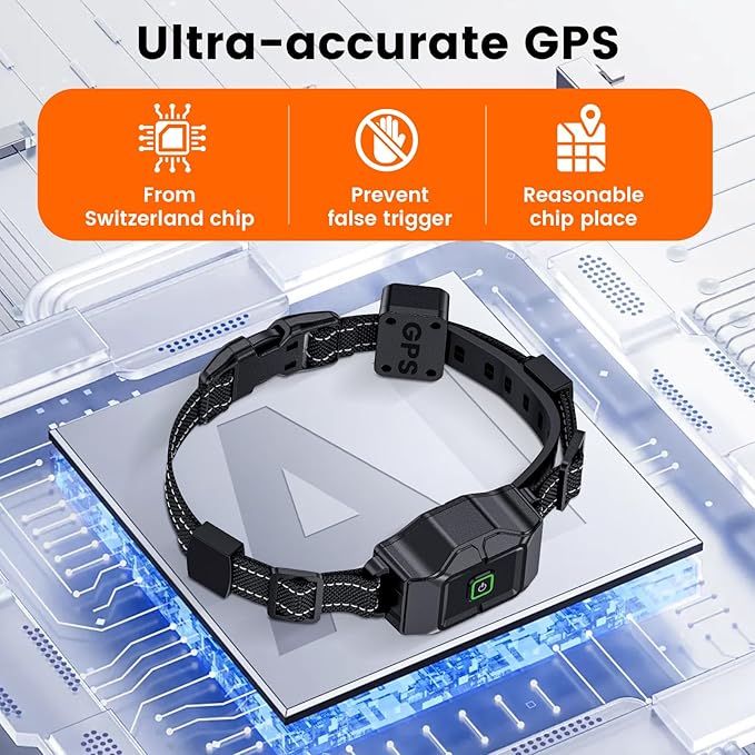 GPS Wireless Dog Fence, Electric Dog Fence Outdoor for Yard, Rechargeable, 25-999 Yards Adjustable, Real-Time Distance, Waterproof Collar, Requires use with Transmitter (Remote Control)