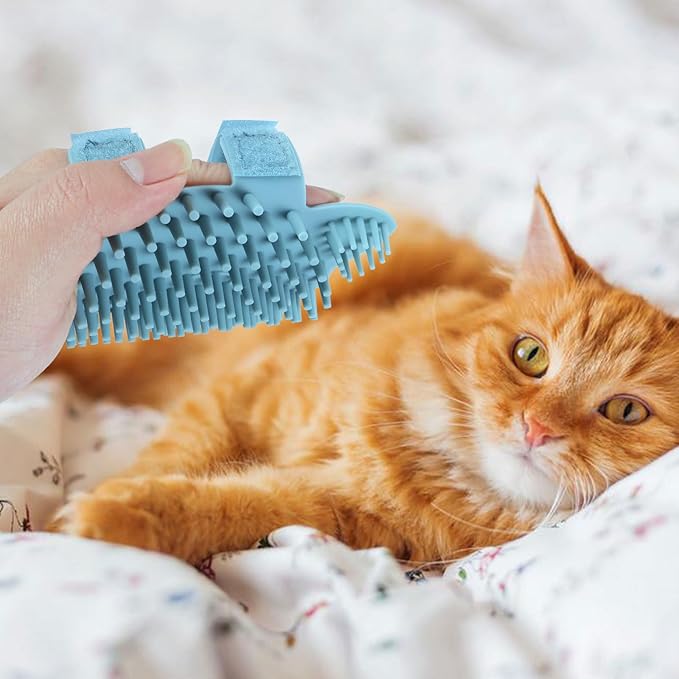 COHEALI Cat Grooming Wall Brush Silicone Corner Self Massager Comb Small Light Green for Indoor Cats Shedding Control and Fur Removal