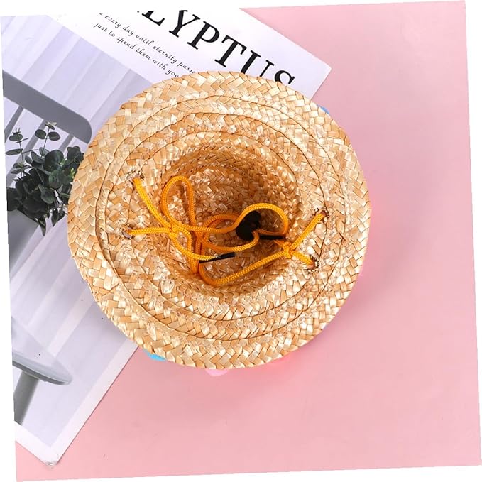 Abaodam Pet Straw Hat with Lace S Pattern, Woven Knitted Straw Cap, Funny Photo Prop for Small Dogs, Cute Pet Supplies for Outdoor and Home Use