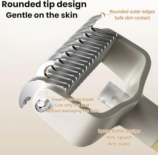Pet Spray Comb, Newly Upgrade Hair Removal Tool, Gentle Rounded-Tip Cat Dog Grooming Spray Brush with Mist for Long/Short Hair Cats and Dogs(Blue)