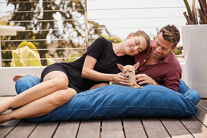 K9 Ballistics Tough Bolster Nesting Pillow X-Large Sofa Dog Bed with Removable Washable Cover - Durable, Water Resistant with Nonskid Bottom 54"x38", Blue Quartz
