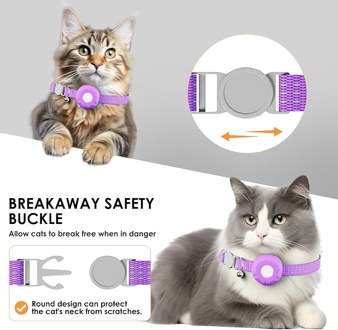 Cat Tracker, Lightweight Pet Tracker for Cats, Cat GPS Tracker Compatible with Apple Find My App(Only iOS), Real-Time Tracking, No Monthly Fee, Waterproof