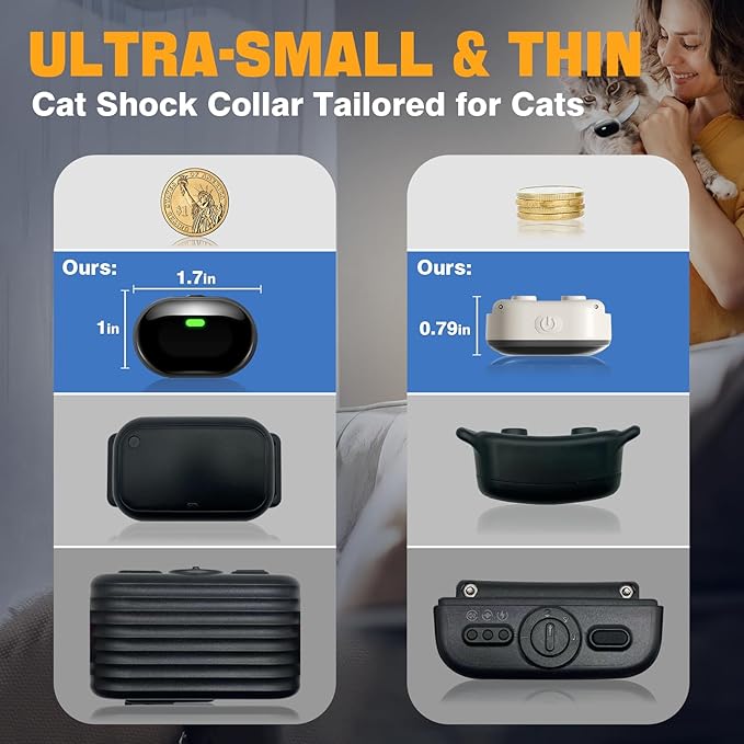Ultra-Small Cat Training Collar, Ultra-Light & Thin Cat Shock Collar with 1300ft Remote, 198-Level Precise Control, Designed for Cats & Small Dogs, Waterproof, Rechargeable (White)