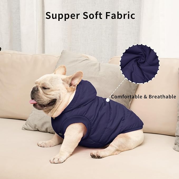 Fleece Lining Extra Warm Dog Hoodie in Winter for Large Dogs Jacket Pet Coats with Hooded,Blue XXXL
