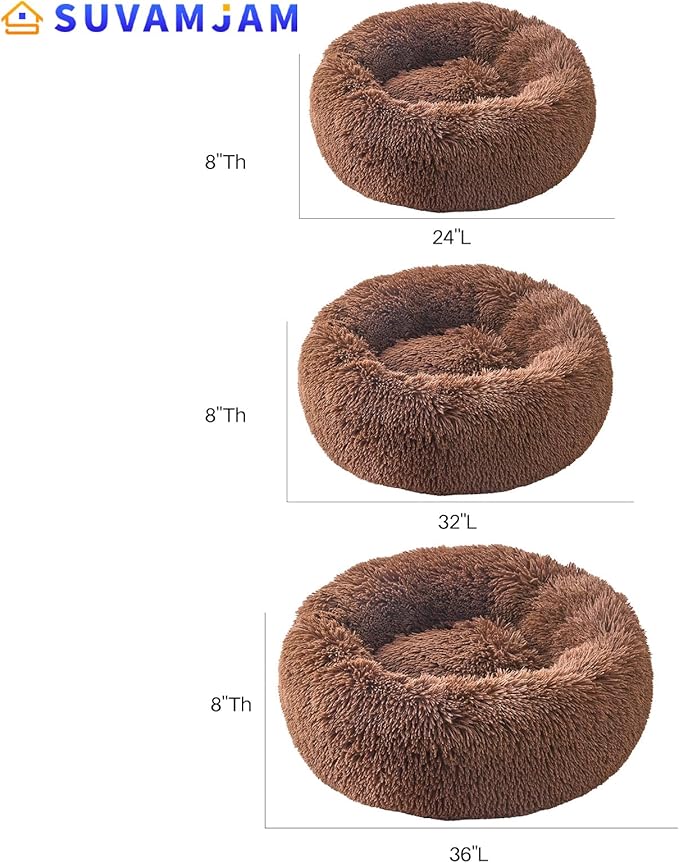 Comfort Donut Dog Bed for Small Dogs, Cat Bed & Pet Bed for Indoor Use, Medium Size with Soft Plush, Round Dog Beds for Large Dogs and Cats(Coffee,36''Lx36''Wx8''Th)