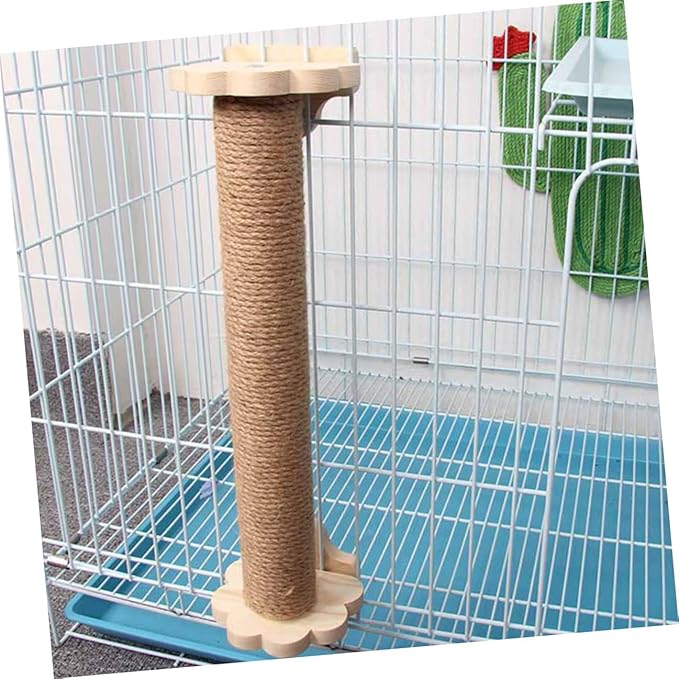 Beaupretty Sisal Cat Scratching Post Vertical Kitten Scratcher with Solid Wood Core 40cm Sturdy Wear-Resistant Cat Cage Accessory for Daily Use
