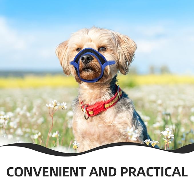 Kichvoe Adjustable Blue Dog Muzzle Anti-Biting Puppy Mouth Cover 14-20cm Breathable Walking Mask for Medium Dogs Pet Supplies