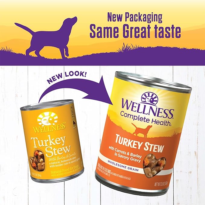 Wellness Complete Health Canned Wet Dog Food, Turkey Stew, 12.5-Ounce Can (Pack of 12)