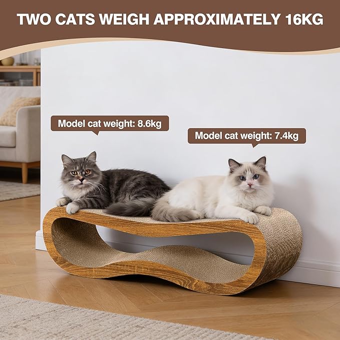 Cat Scratcher, 2-in-1 Cat Scratcher Couch, 34.25 Inch Large Corrugated Cardboard Scratching Post for Indoor Cats, Reversible & 100% Recyclable, Includes Catnip