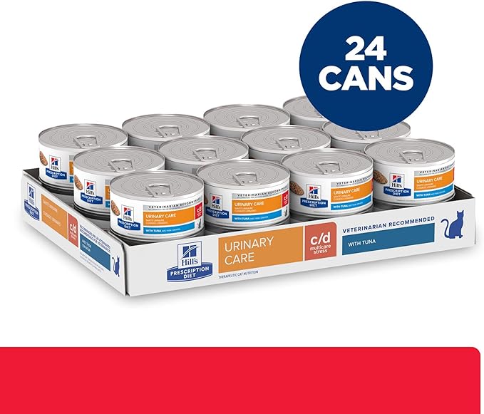 Hill's Prescription Diet c/d Multicare Stress Wet Cat Food, Tuna, 5.5 oz. Cans, 24-Pack