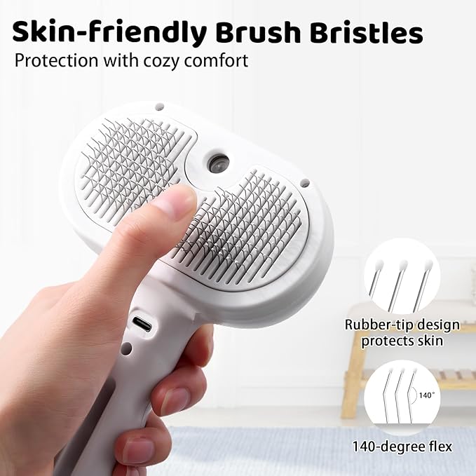 Slicker Brush for Dog Shedding Hair - Dogs & Cats White Brush for Shedding and Grooming, 4 in 1, Suitable for Long and Short-Haired, Removes Loose Fur Effectively